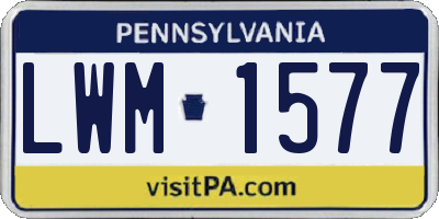 PA license plate LWM1577