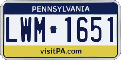 PA license plate LWM1651