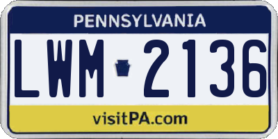 PA license plate LWM2136