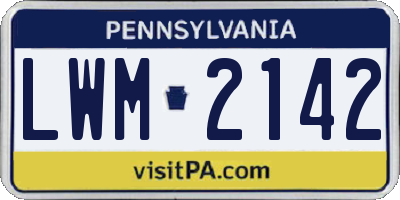 PA license plate LWM2142