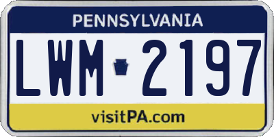 PA license plate LWM2197