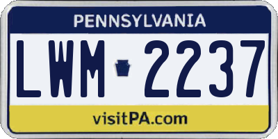 PA license plate LWM2237