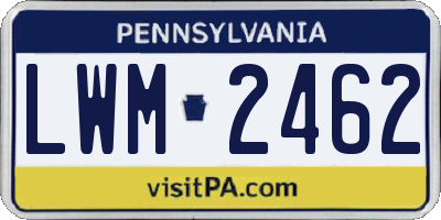 PA license plate LWM2462
