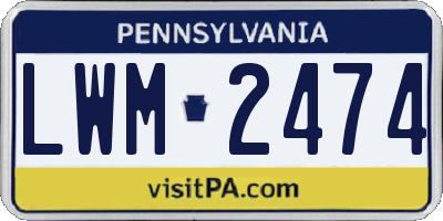 PA license plate LWM2474