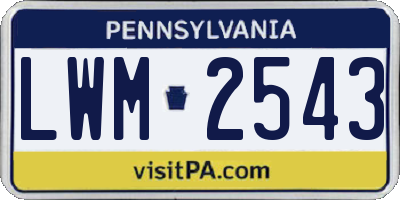 PA license plate LWM2543