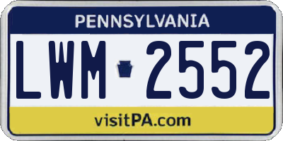 PA license plate LWM2552