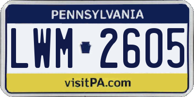 PA license plate LWM2605