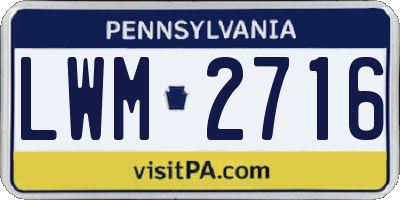 PA license plate LWM2716