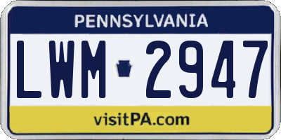 PA license plate LWM2947