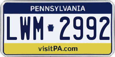 PA license plate LWM2992