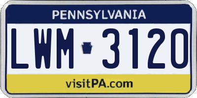 PA license plate LWM3120