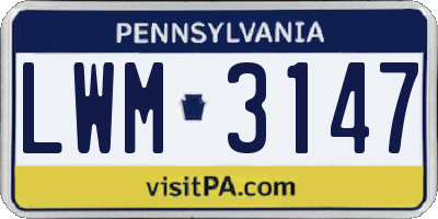 PA license plate LWM3147