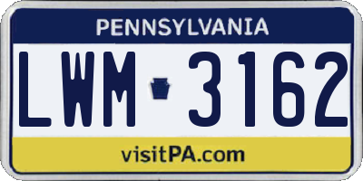 PA license plate LWM3162