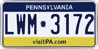 PA license plate LWM3172