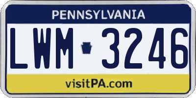 PA license plate LWM3246