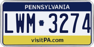 PA license plate LWM3274