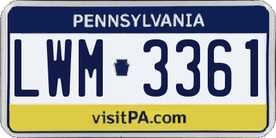 PA license plate LWM3361
