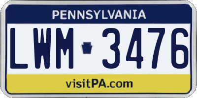 PA license plate LWM3476