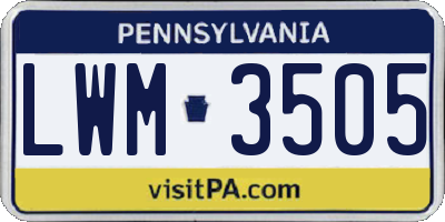PA license plate LWM3505