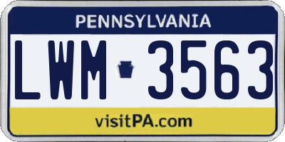 PA license plate LWM3563