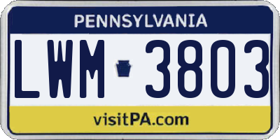 PA license plate LWM3803