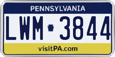 PA license plate LWM3844