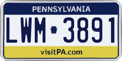 PA license plate LWM3891