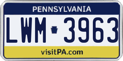 PA license plate LWM3963