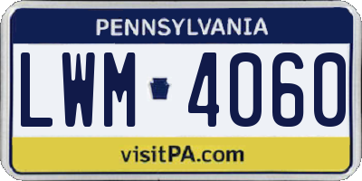 PA license plate LWM4060