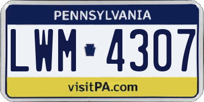 PA license plate LWM4307