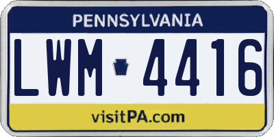 PA license plate LWM4416