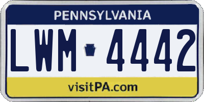 PA license plate LWM4442