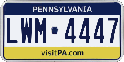 PA license plate LWM4447