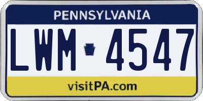 PA license plate LWM4547