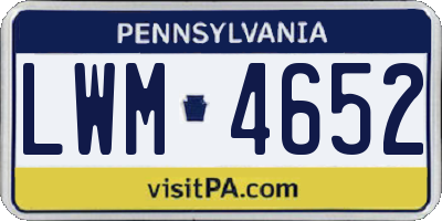 PA license plate LWM4652