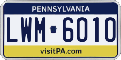 PA license plate LWM6010