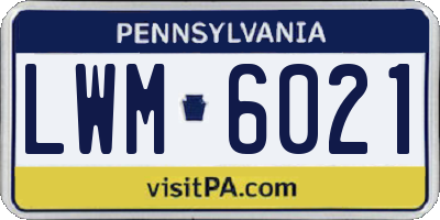 PA license plate LWM6021