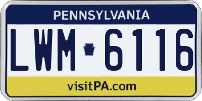 PA license plate LWM6116