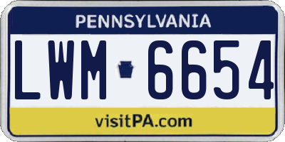PA license plate LWM6654
