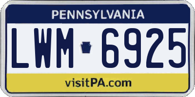 PA license plate LWM6925