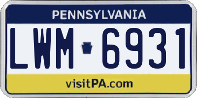 PA license plate LWM6931