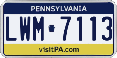 PA license plate LWM7113