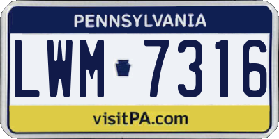 PA license plate LWM7316
