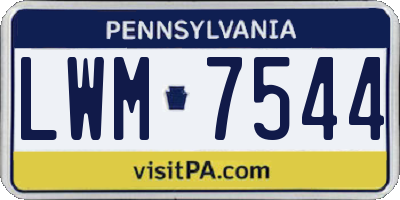 PA license plate LWM7544