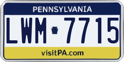 PA license plate LWM7715