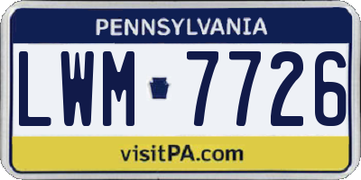 PA license plate LWM7726