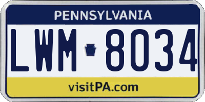 PA license plate LWM8034