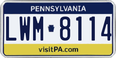 PA license plate LWM8114