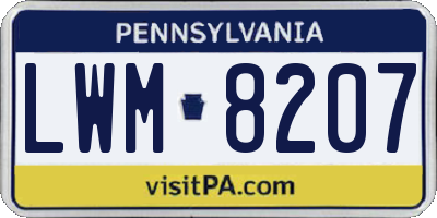 PA license plate LWM8207