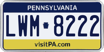 PA license plate LWM8222